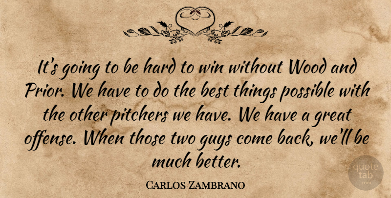 Carlos Zambrano Quote About Best, Great, Guys, Hard, Pitchers: Its Going To Be Hard...