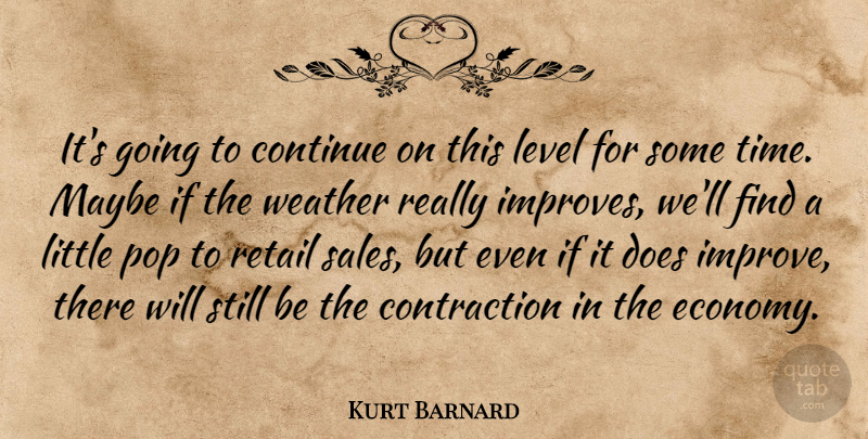 Kurt Barnard Quote About Continue, Level, Maybe, Pop, Retail: Its Going To Continue On...