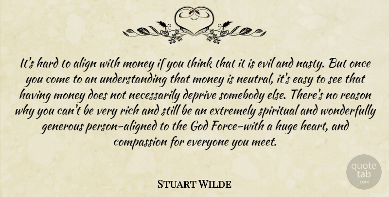 Stuart Wilde Quote About Spiritual, Heart, Thinking: Its Hard To Align With...