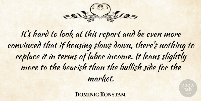Dominic Konstam Quote About Bullish, Convinced, Hard, Housing, Labor: Its Hard To Look At...