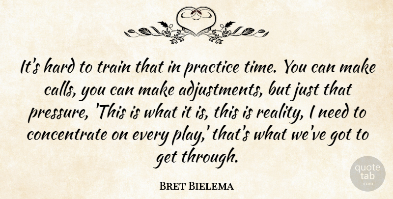 Bret Bielema Quote About Reality, Practice, Play: Its Hard To Train That...