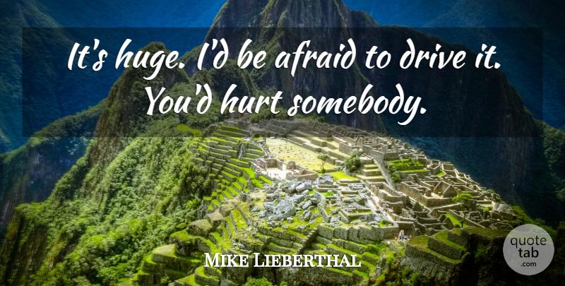 Mike Lieberthal Quote About Afraid, Drive, Hurt: Its Huge Id Be Afraid...