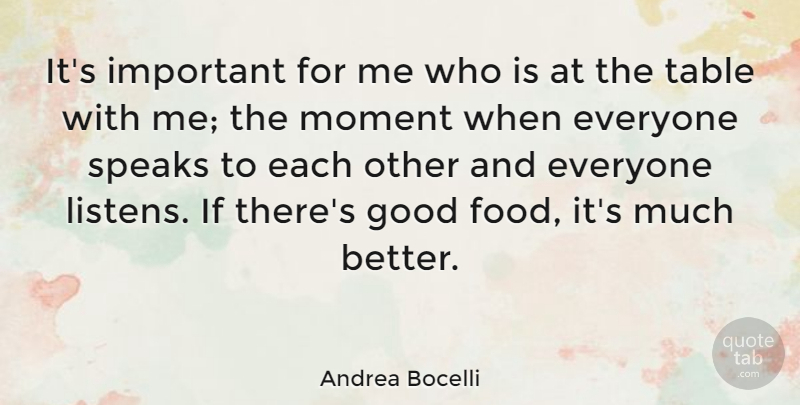 Andrea Bocelli Quote About Important, Tables, Speak: Its Important For Me Who...