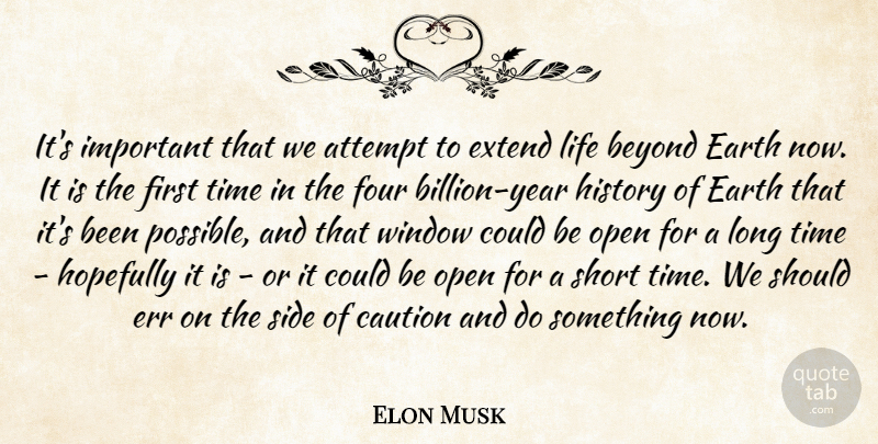 Elon Musk Quote About Years, Long, Important: Its Important That We Attempt...