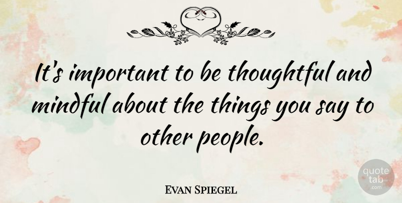 Evan Spiegel Quote About undefined: Its Important To Be Thoughtful...