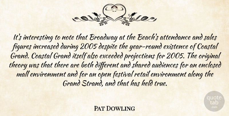 Pat Dowling Quote About Along, Attendance, Audiences, Both, Broadway: Its Interesting To Note That...