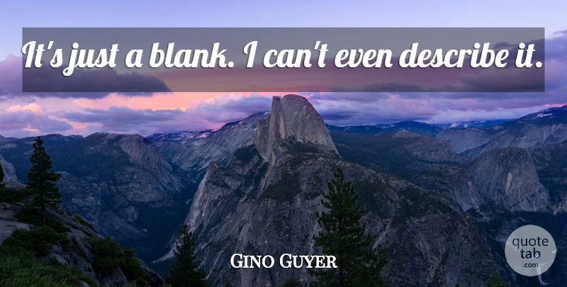 Gino Guyer Quote About Describe: Its Just A Blank I...