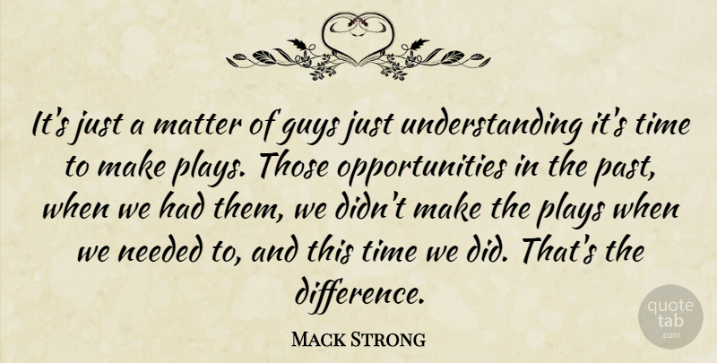 Mack Strong Quote About Guys, Matter, Needed, Plays, Time: Its Just A Matter Of...