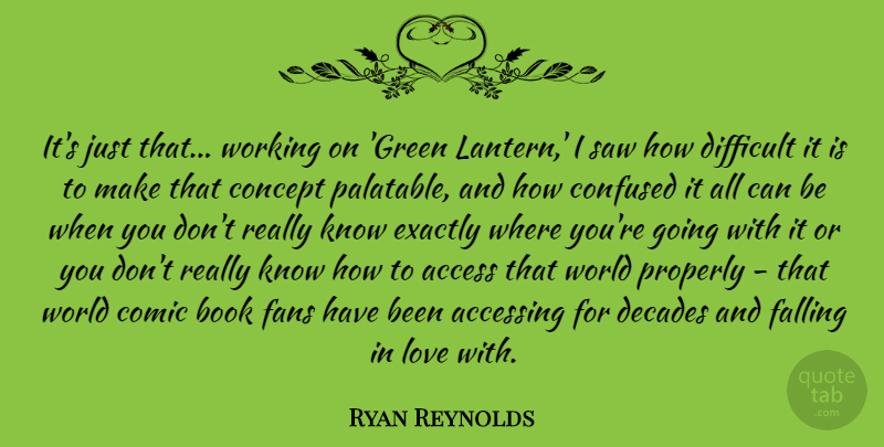 Ryan Reynolds Quote About Falling In Love, Confused, Book: Its Just That Working On...
