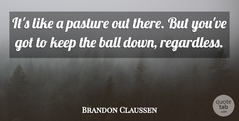 Brandon Claussen Quote About Ball, Pasture: Its Like A Pasture Out...