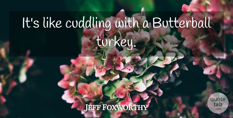 Jeff Foxworthy Quote About Sarcastic, Cuddling, Turkeys: Its Like Cuddling With A...