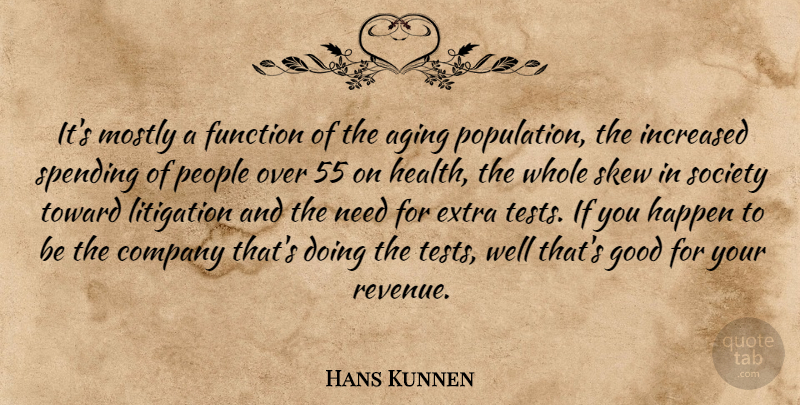 Hans Kunnen Quote About Aging, Company, Extra, Function, Good: Its Mostly A Function Of...