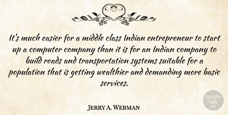 Jerry A. Webman Quote About Basic, Build, Computer, Demanding, Easier: Its Much Easier For A...