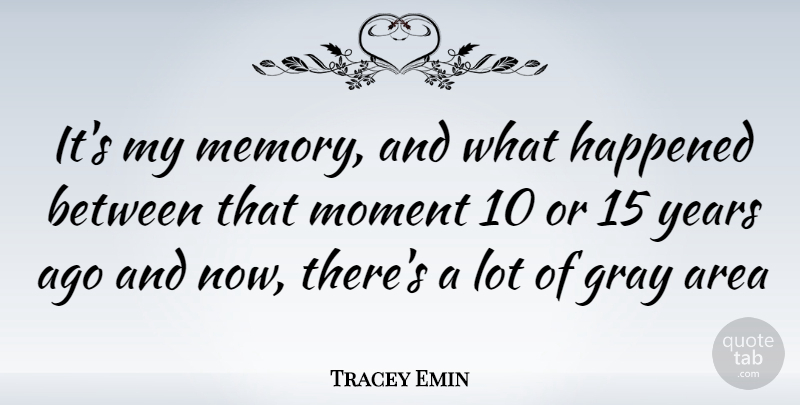Tracey Emin Quote About Memories, Years, Moments: Its My Memory And What...