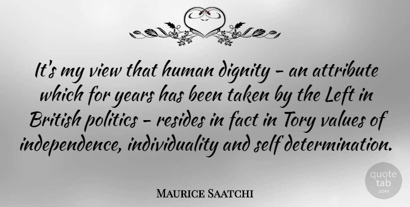 Maurice Saatchi Quote About Determination, Taken, Self: Its My View That Human...