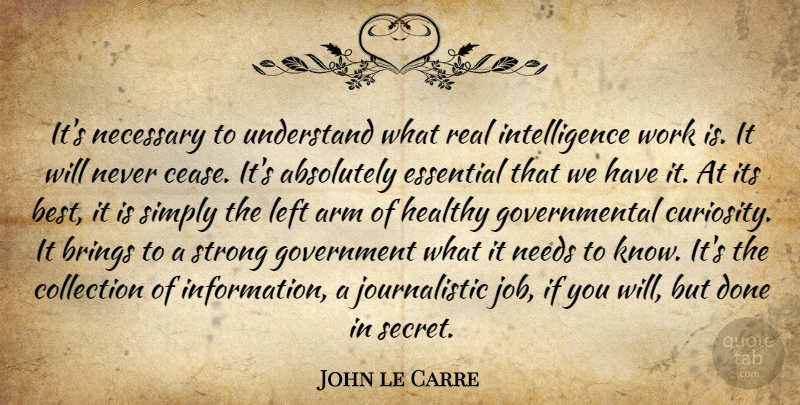 John le Carre Quote About Absolutely, Arm, Best, Brings, Collection: Its Necessary To Understand What...