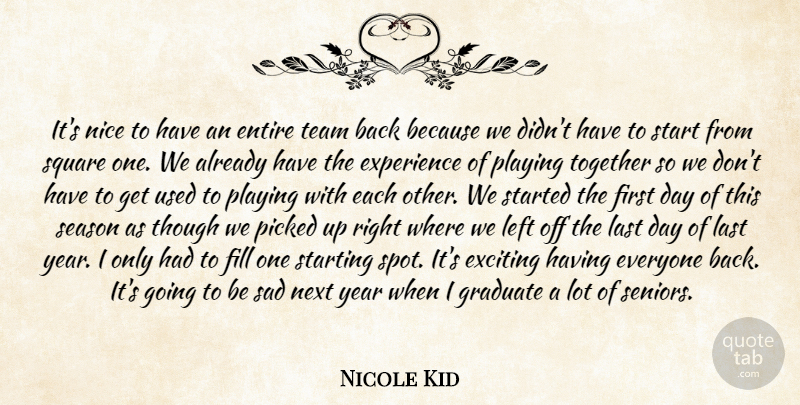 Nicole Kid Quote About Entire, Exciting, Experience, Fill, Graduate: Its Nice To Have An...