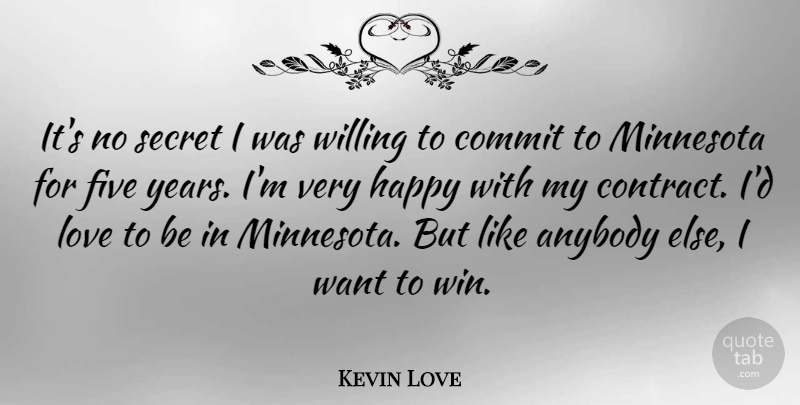 Kevin Love Quote About Anybody, Commit, Five, Love, Minnesota: Its No Secret I Was...