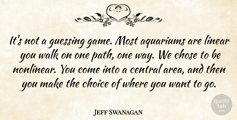 Jeff Swanagan Quote About Central, Choice, Chose, Guessing, Linear: Its Not A Guessing Game...