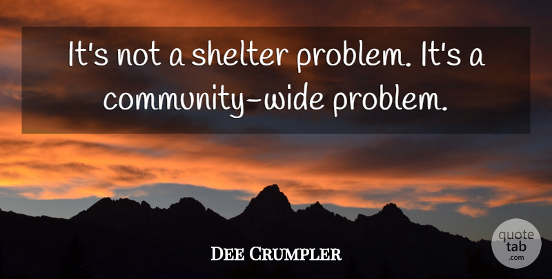 Dee Crumpler Quote About Shelter: Its Not A Shelter Problem...