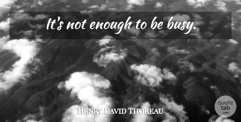 Henry David Thoreau Quote About Action, Busy, Enough: Its Not Enough To Be...