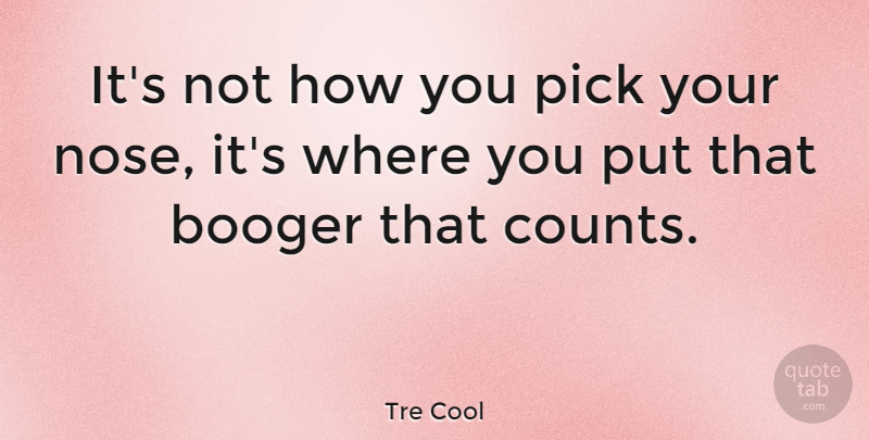 Tre Cool Quote About Noses, Boogers, Picks: Its Not How You Pick...