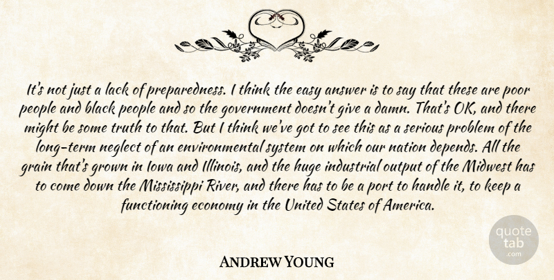 Andrew Young Quote About Answer, Black, Easy, Economy, Environmental: Its Not Just A Lack...