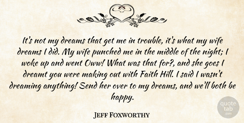 Jeff Foxworthy Quote About Dream, Night, Wife: Its Not My Dreams That...
