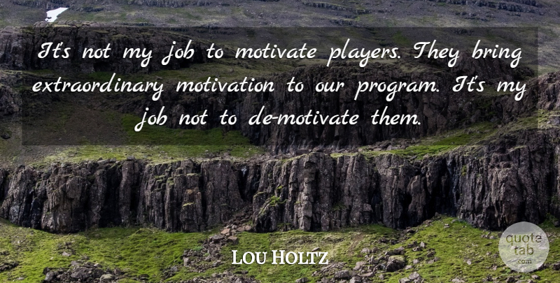 Lou Holtz Quote About Sports, Jobs, Motivation: Its Not My Job To...