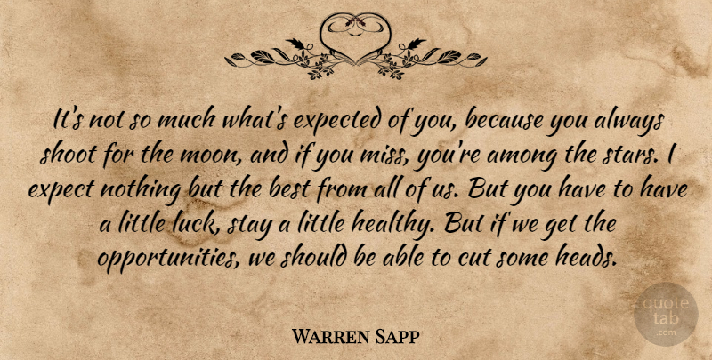 Warren Sapp Quote About Among, Best, Cut, Expected, Shoot: Its Not So Much Whats...
