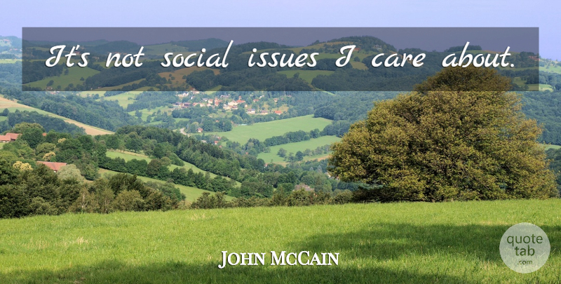 John McCain Quote About Issues, Care, Social: Its Not Social Issues I...