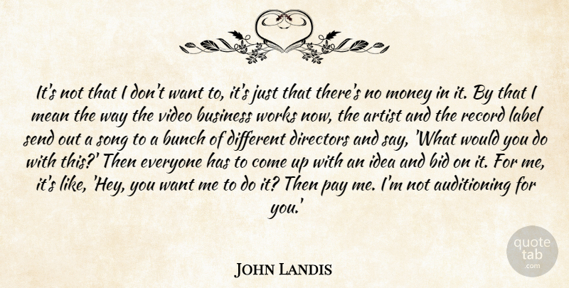 John Landis Quote About Song, Mean, Artist: Its Not That I Dont...