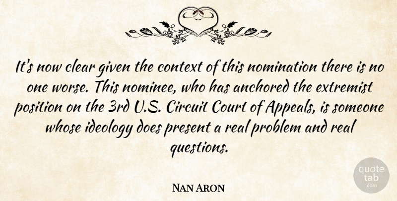 Nan Aron Quote About Anchored, Circuit, Clear, Context, Court: Its Now Clear Given The...