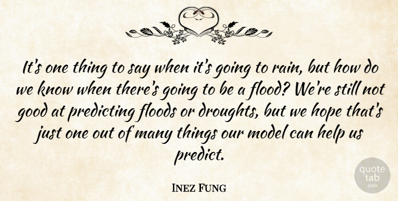 Inez Fung Quote About Floods, Good, Help, Hope, Model: Its One Thing To Say...