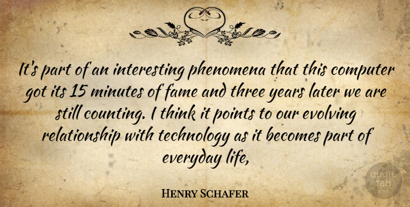 Henry Schafer Quote About Becomes, Computer, Everyday, Evolving, Fame: Its Part Of An Interesting...