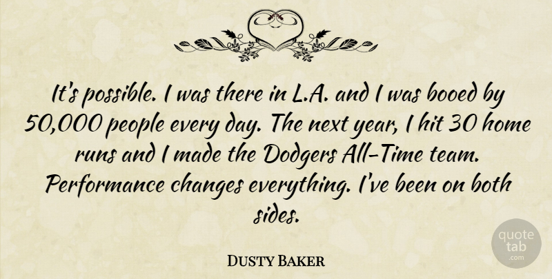 Dusty Baker Quote About Both, Changes, Dodgers, Hit, Home: Its Possible I Was There...