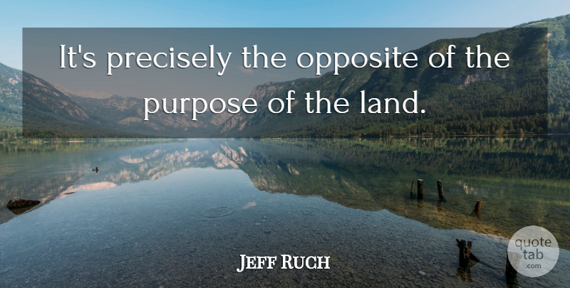 Jeff Ruch Quote About Land, Opposite, Precisely, Purpose: Its Precisely The Opposite Of...