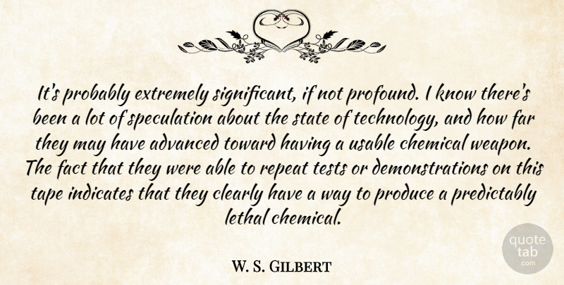 W. S. Gilbert Quote About Advanced, Chemical, Clearly, Extremely, Fact: Its Probably Extremely Significant If...