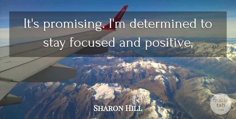 Sharon Hill Quote About Determined, Focused, Stay: Its Promising Im Determined To...