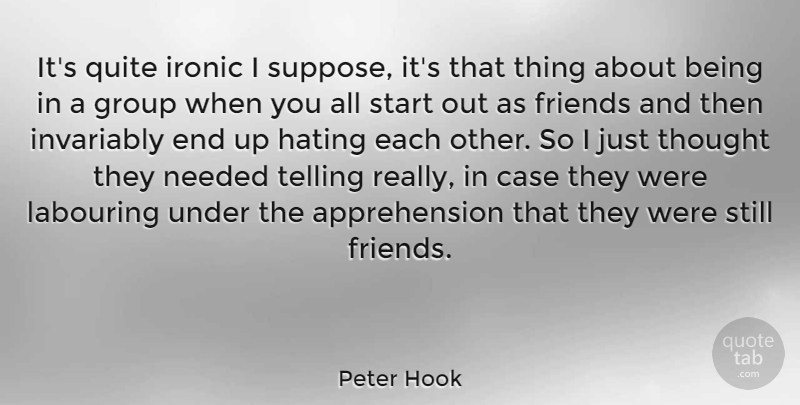 Peter Hook Quote About Hate, Ironic, Groups: Its Quite Ironic I Suppose...