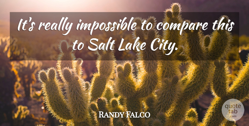 Randy Falco Quote About Compare, Impossible, Lake, Salt: Its Really Impossible To Compare...