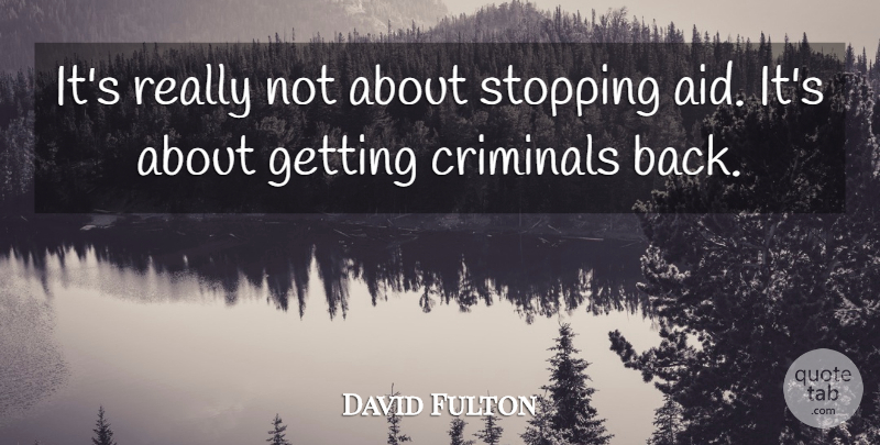 David Fulton Quote About Criminals, Stopping: Its Really Not About Stopping...