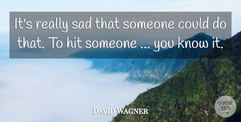 David Wagner Quote About Hit, Sad: Its Really Sad That Someone...
