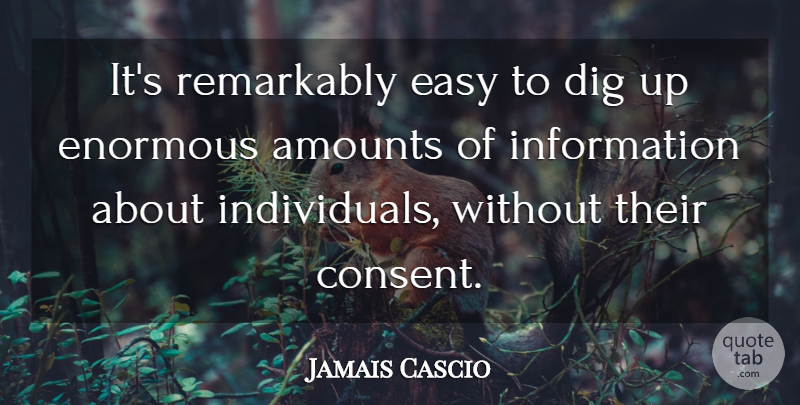 Jamais Cascio Quote About Information, Easy, Individual: Its Remarkably Easy To Dig...