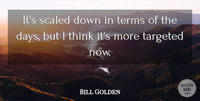 Bill Golden Quote About Targeted, Terms: Its Scaled Down In Terms...
