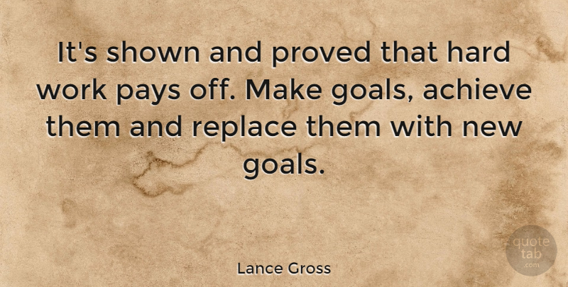 Lance Gross Quote About Hard, Pays, Proved, Replace, Shown: Its Shown And Proved That...