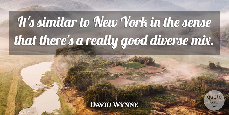 David Wynne Quote About Diverse, Good, Similar, York: Its Similar To New York...
