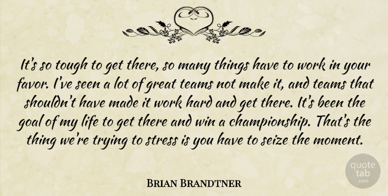 Brian Brandtner Quote About Goal, Great, Hard, Life, Seen: Its So Tough To Get...