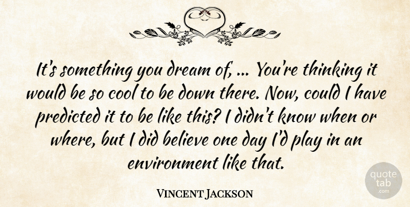Vincent Jackson Quote About Believe, Cool, Dream, Environment, Predicted: Its Something You Dream Of...