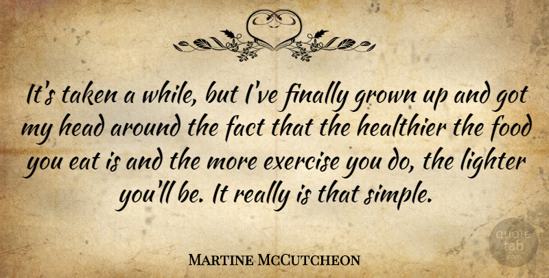 Martine McCutcheon Quote About Taken, Exercise, Simple: Its Taken A While But...